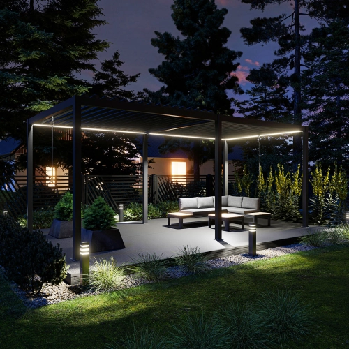 Pergola ogrodowa tarasowa aluminiowa NORDVIC Skyline LED Light 3 x 6 m Antracyt